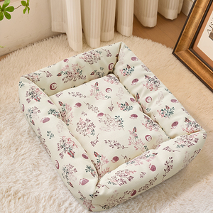 天然リネン素朴なスタイルソフト洗える屋内猫犬ベッドシートパッドネストペットベッド - Product Image 5