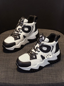 Nuove Sneakers da <span class=keywords><strong>Donna</strong></span> Autunnali alla Moda <span class=keywords><strong>con</strong></span> Lacci, <span class=keywords><strong>Scarpe</strong></span> Dad Shoes <span class=keywords><strong>Nere</strong></span> e Bianche <span class=keywords><strong>con</strong></span> <span class=keywords><strong>Suola</strong></span> Spessa, Aumento di Altezza, Stile Versatile per Camminare - Product Image 2