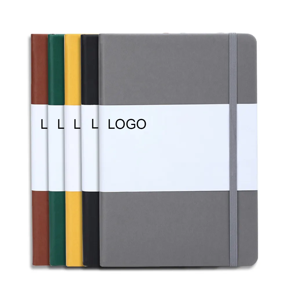 Custom Notebook Elastic Band A5 Hardcover Notebook Leather Journal, Customizable Logo Dotted Pages Pocket Folder