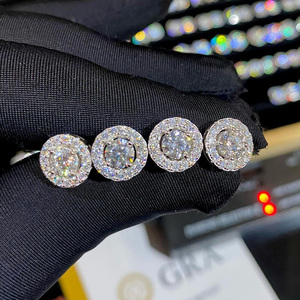 Hot bán vvs moissanite cụm Bông tai đinh tán Iced ra vòng rực rỡ cắt kim cương hoa bông tai - Product Image 1