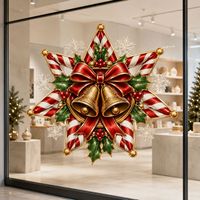 Calcomanías Navideñas de Estrella de 7 Puntas para Ventanas, Adhesivos Estáticos para Vidrio para Decoración de Tiendas y Ambiente Festivo