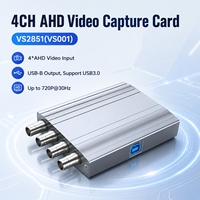 Tarjeta de captura de vídeo AHD de 4 canales, USB 3,0, 720P30, MJPEG, Plug & Play, caja de aluminio para sistema de monitoreo de seguridad CCTV DVR