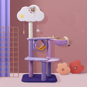 <strong>Large</strong> Size Soft Plush Purple <strong>Cat</strong> <strong>Tree</strong> With Sisal Scratching Post <strong>Cat</strong> Relaxing <strong>Climbing</strong> Tower <strong>Large</strong> <strong>Cat</strong> Condo Furniture - Product Image 4