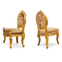 Ensemble de table et de chaises de salle à manger de style villa de luxe française, table de salle à manger longue de forme carrée en bois massif sculpté avec feuille d'or peinte à la main