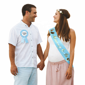 Pafu 2 packs de décorations pour baby shower : Écharpe « Future maman » et badge « Future <span class=keywords><strong>papa</strong></span> » en fer blanc, cadeaux de bienvenue pour bébé, ensembles d'écharpes pour baby shower - Product Image 2