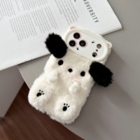 Coque de téléphone portable en peluche douce et moelleuse 3D mignonne pour l'hiver, compatible avec iPhone 11 12 13 14 15 16 17 18 Pro Max Plus
