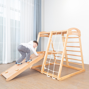 Custom-made children's toy slides, solid wood climbing frames, baby climbing slides, indoor home <b>mini</b> playgrounds - based on - Product Image 3