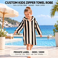 Peignoir à capuche personnalisé pour enfants, manches longues, fermeture éclair, 100% coton éponge, plage, piscine, marque privée