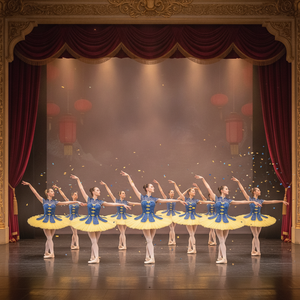 Traje de Ballet Clásico Profesional con Tutú de Diseño Oriental, Cuello Alto y Plataforma Rígida, Estilo Cascanueces y Té Chino - Product Image 4