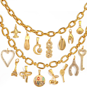 Không thấm nước 18K mạ vàng thép không gỉ đĩa mặt dây chuyền tự làm không phai bikini quyến rũ phụ kiện thời trang đồ trang sức món quà giáng sinh - Product Image 5