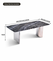 Table basse moderne de luxe en marbre à grain de bois naturel ancien, base rectangulaire en acier inoxydable miroir de 36 mm
