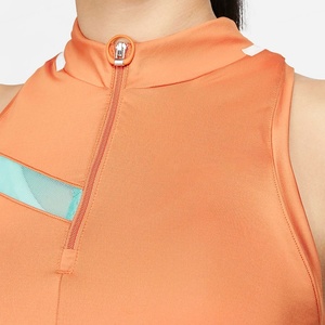 High Neck Contrast Color <b>Athletic</b> Pleated One Piece Quick Dry Summer Sleeveless Women's Half Zip Tennis Dress Skirts Skorts Wear - Product Image 2