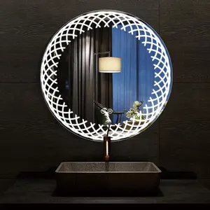 2023 hangzhou penjualan laris cermin mandi bulat cermin Led meja rias kamar mandi tanpa bingkai Modern pintar cermin anti-kabut