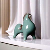 Figurine de cheval du zodiaque en céramique, décoration pour salon, entrée, armoire à vin, table - Petit ornement de cheval porte-bonheur pour la décoration de la maison