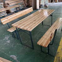 Vente directe d'usine, table de pique-nique/barbecue en bois pliable de haute qualité, gain de place, antirouille, avec dossier