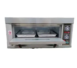 220V 110V gaz ticari 1 güverte 2 tepsiler pizza fırını tezgah üstü pişirme fırını mutfak şef ocak fırın ile satılık