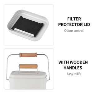 Moda tasarım 3.5L toptan mutfak çöp kutusu renkli masaüstü kompost <span class=keywords><strong>Bin</strong></span> ahşap saplı İskandinav tarzı kompost <span class=keywords><strong>Bin</strong></span> - Product Image 5