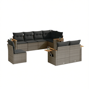 Set Divano da Giardino Modulare in Rattan PE Grigio, 6 Posti, Arredamento da Esterno dal Design Contemporaneo - Product Image 1
