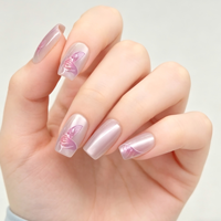 Ongles à presser carrés brillants motif queue de sirène violet lavande, réutilisables en ABS