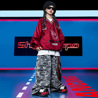 Costume de danse hip-hop pour enfants, sweat-shirt marron, pantalon cargo camouflage, ensemble baggy pour filles et garçons, tenue de scène