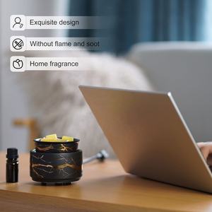 Popular <span class=keywords><strong>3</strong></span> en 1 fusión de cera de vela eléctrica de porcelana negra mate con oro galvanizado a la venta - Product Image 5