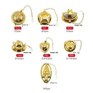 Bola de té de acero inoxidable 304 dorado, cadena colgante creativa, juego de filtros de té para regalos de boda y tetera de oficina - Product Image 4