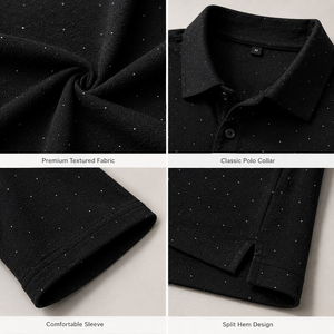 Polo de Golf Personalizado Premium para Hombre, Color Negro con Motas, Rendimiento Deportivo, Absorbe la Humedad, Marca Privada, Ropa Corporativa OEM - Product Image 3