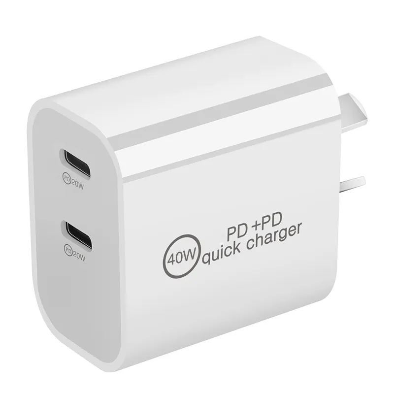 Dual PD EU US Plug 40W USB-C Power Adapter charge Pad OEM pour iPhone pro Ipad pour Samsung chargeur Original charge rapide