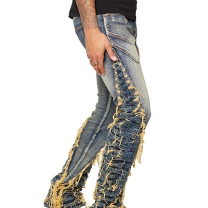 กางเกงยีนส์เดนิมทรงขาบานแบบฟิตเนส แต่งรอยขาด รุ่นขายดีสำหรับผู้ชาย - Product Image 2