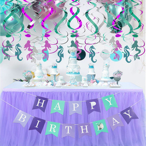 Ideas cumpleaños decoración brillo remolino colgando Banner decoraciones sirena de la fiesta de cumpleaños de los niños - Product Image 1