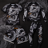 Ensemble 4 pièces White Dragon : Short de Muay Thai, Rashguard, Pantalon de Compression – Logo Personnalisé, OEM, ODM, Faible MOQ, Vente Directe Usine