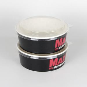 Boîte d'emballage alimentaire noire à impression personnalisée jetable, récipient bol à <span class=keywords><strong>saumon</strong></span> avec couvercle - Product Image 3