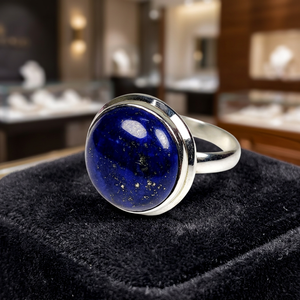 925 Sterling <b>Silver</b> Handmade <b>Ring</b> with Lapis Lazuli September Birthstone Bezel Setting Boho Style Perfect Gift for <b>Men</b> Women - Product Image 3