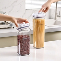 Conteneur de stockage alimentaire hermétique de 350 ml à 1800 ml avec couvercle à bouton-poussoir, boîte de rangement anti-humidité pour pâtes, spaghetti, céréales