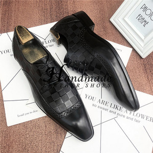 Nouvelles Chaussures en Cuir Rayées Artisanales – Chaussures Montantes Tendance pour Hommes à Bout Pointu, Respirantes, Décontractées, à Lacets, Légères - Product Image 5