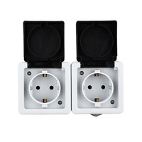 Interruptor y enchufe de la serie GT de superficie nominal IP54 impermeable Europea PC ABS de alta calidad con soporte de latón para uso en interiores y exteriores