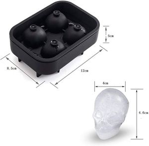Moule à glaçons en silicone souple de haute qualité, durable, en forme de crâne, à quatre cavités, outil de cuisine créatif pour la préparation de boissons pour les fêtes d'Halloween - Product Image 2