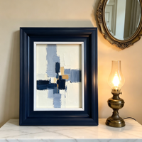 Serie 91257-1: elegante marco de madera azul marino y blanco