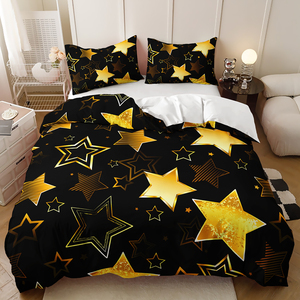 Fantasy Colourful Pentagram Shooting Star Design Holiday Gift Giving <strong>Bedding</strong> Set Custom Duvet Cover Set - Product Image 5