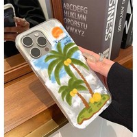 Luxus Sunny Coconut Tree Island Hülle für iPhone 11 12 Pro 13 14 15 16 Pro Max X XR XS Max 17 Plus Fundas Stoß feste Softcover