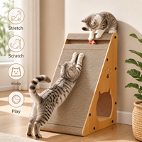 Grattoir pour chat en carton ondulé incliné, rampe en MDF de 57 cm, planche à gratter pour chat avec cachette pour chats d'intérieur OEM/ODM