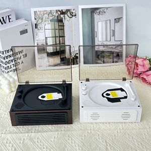 Reproductor de CD Estilo Tocadiscos Retro, Sistema de Audio Estéreo Inalámbrico de Escritorio, Cubierta Transparente Antipolvo, Reproductor de Música Vintage - Product Image 2