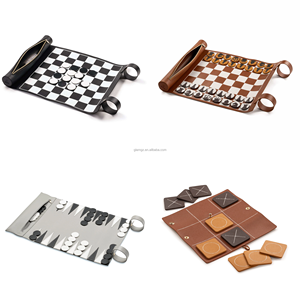 Set di Scacchi in Pelle Rolls Royce, Gioco Internazionale Giudaico <span class=keywords><strong>Othello</strong></span>, Tris, Backgammon, Dama, Regalo Ebraico, Set di Scacchi in Pelle - Product Image 1