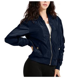 เสื้อแจ็กเก็ตนักบินผ้าซาตินสไตล์คลาสสิกสำหรับผู้หญิงเสื้อโค้ทลำลอง - Product Image 1