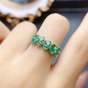 Verlobung 925 Sterling Silber Edelstein Hochzeits schmuck Lady Luxus 3*4mm Birnen schliff Diamant Natur Smaragd Stein Ewigkeit <span class=keywords><strong>Ring</strong></span> - Product Image 4