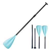 Pagaie ajustable en 3 sections bleu ciel premium pour Stand Up Paddle, poignée ergonomique en T légère, fabrication OEM certifiée BSCI