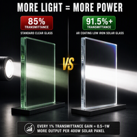 Verre solaire ultra-clair à haute transmission, verre trempé à faible teneur en fer de 3,2 mm pour système de panneaux solaires photovoltaïques