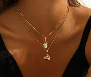 Colorful Zircon <b>Opal</b> Pendant <b>Necklace</b>, Anti-Tarnish Stainless Steel Dainty Rhinestone Clavicle Chain For Women - Product Image 5