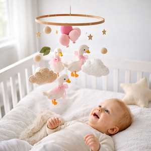 Productos para Baby Shower con Temática de Gansos, Animales de Peluche Montessori <span class=keywords><strong>Munari</strong></span>, Decoración para Cuarto de Bebé, Móvil de Cuna con Patos de Fieltro - Product Image 1