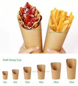 Trésor vert Papier Kraft Restauration rapide Restaurant Chip Scoop Frites Bouffée Oeufs tasse pour Café